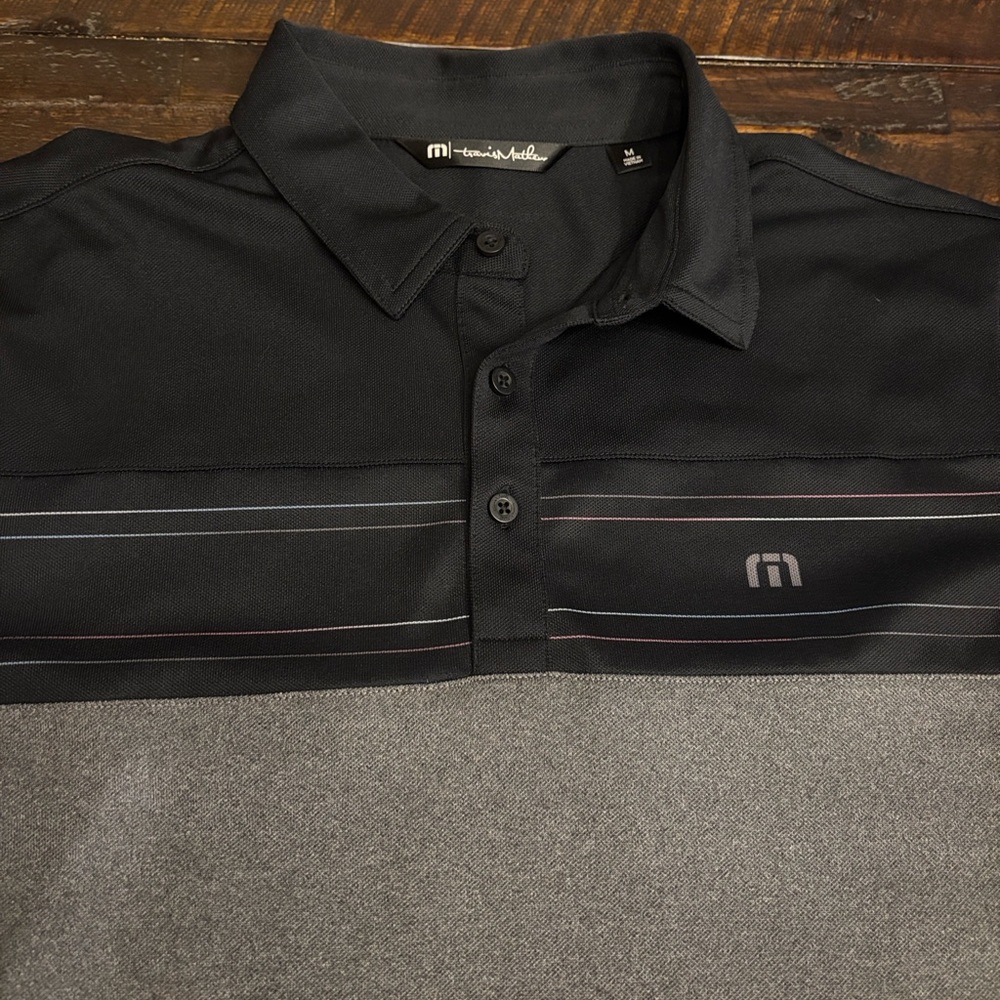 Travis Mathew Black and Gray Men's Polo Shirt